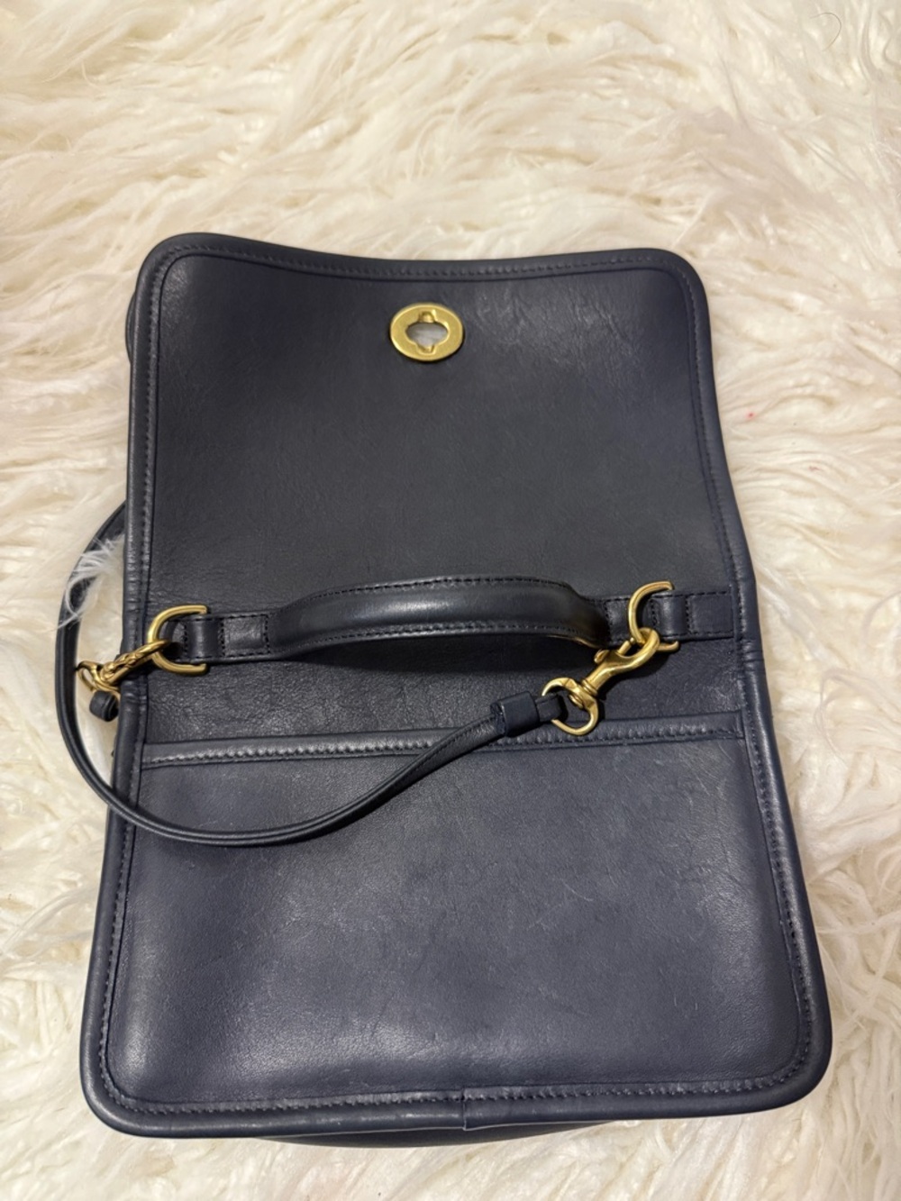 Coach 9924 Casino Navy Blue  Leather Top-Handle Crossbody Bag small - Picture 7 of 10
